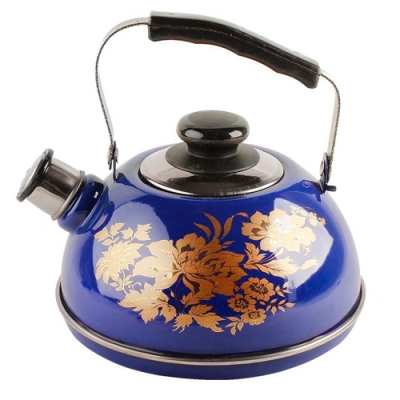 Чайник 3,5л. (подвиж. ручка) - синий / олимпия (декор - зол. нерж. сталь) TM04/35/05/15/01