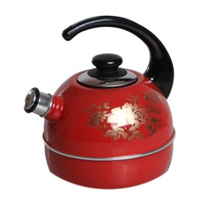 Чайник 4,0л. (конс. ручка) - бордовый / олимпия (декор - нерж. сталь) T04/40/01/15