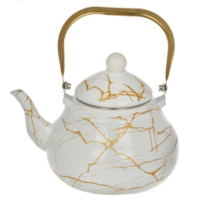 Чайник эмал сталь, 2.5 л, ручк металл, Daniks, Белый мрамор, Y4-8972 (484352)