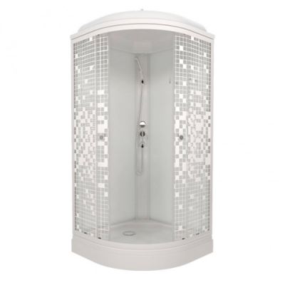 Душевая кабина Triton Стандарт 90*90 А 1/4 круга, низкий поддон Мозайка (7 места+сифон)