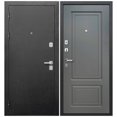 Дверь мет. ТОЛСТЯК Букле черный Ясень графит эмаль 860 правая