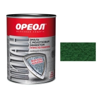 Эмаль с молотковым эффектом "ОРЕОЛ" алкидно-стирольная "ТИТАН" темно-зеленая 0,8кг