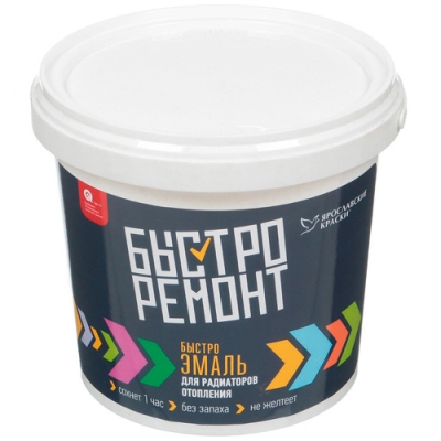 Эмаль ЯРКРАСКИ для радиаторов отопления акриловая шелковисто-матов база А, белый 0,9 кг г. Ярославль