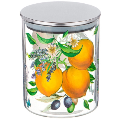 Емкость для сыпучих agness "Прованс лимоны" , 850 мл боросиликатное стекло 10*13 см 887-135