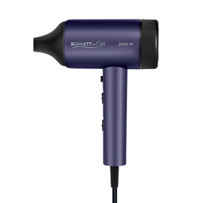 Фен Scarlett SC-HD70I61 ультрамарин 2100Вт, DC motor, 3 темп, 2 скорости, ионизация, холодный воздух Фен Scarlett SC-HD70I61 ультрамарин 2100Вт, DC motor, 3 темп, 2 скорости, ионизация, холодный воздух