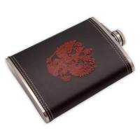 Фляжка нерж в кожзаме герб (черн) 12*3*16,5см 2К-014/6кмп арт.2К-014/6кмп Фляжка нерж в кожзаме герб (черн) 12*3*16,5см 2К-014/6кмп арт.2К-014/6кмп