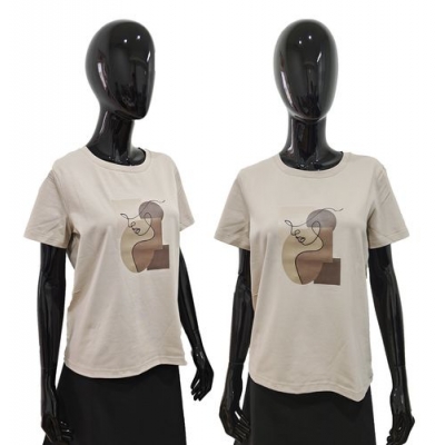 Футболка женская Доброшвейкин Принт бежевая Образ размер 58