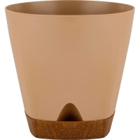 Горшок цветочный InGreen WOOD D110мм 0,65л с прикорневым поливом молочный шоколад/бук IG6098