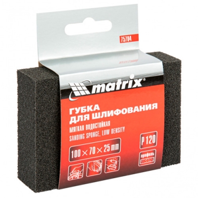 Губка для шлифования, 100 х 70 х 25 мм, мягкая, P120// Matrix арт.75704 Губка для шлифования, 100 х 70 х 25 мм, мягкая, P120// Matrix арт.75704
