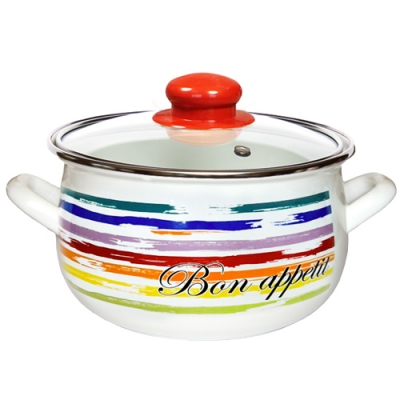 Кастрюля 3,1л Interos Радуга со стеклянной крышкой арт.4455