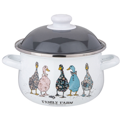 Кастрюля agness эмалированная с эмал.крышкой серия "Family farm", 2.0 л, 18*11 см 934-621