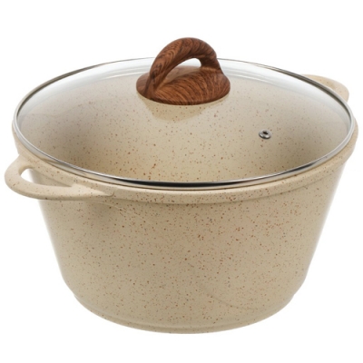 Кастрюля алюминий, антипригарное покрытие, 5 л, с крышкой, крышка стекло, круглая, Гурман, Estima, Г