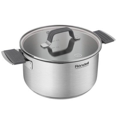 Кастрюля Rondell Stripes RDS-1814 5.1л d=24см (с крышкой) стальной