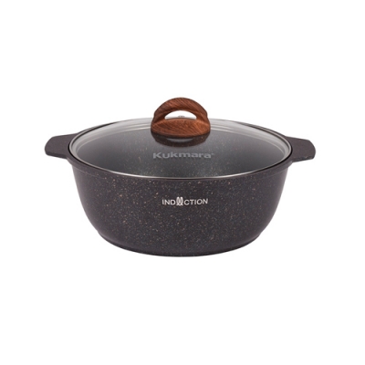 Кастрюля-жаровня 4л со стеклян.крышк, АП линия "Granit Ultra Induction" (original) "Kukmara" жгои41а