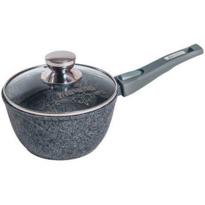 Ковш 1.2л со съемной ручкой и стеклянной крышкой АП "Premium" (grey) арт. 081901