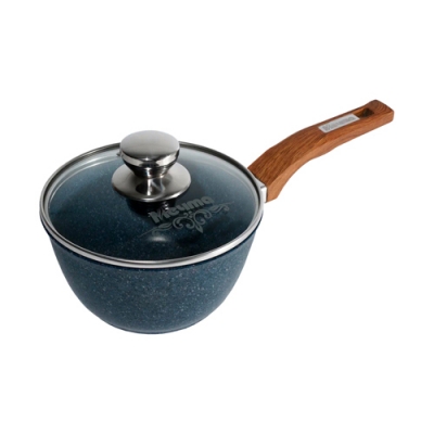 Ковш 1.7л с несъемной ручкой и стеклянной крышкой АП "Premium" (blue) арт. 82903