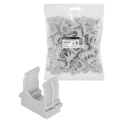 Крепеж-клипса для трубы 20 мм для прямого монтажа (100 шт.) серая TDM (SQ0405-8002)