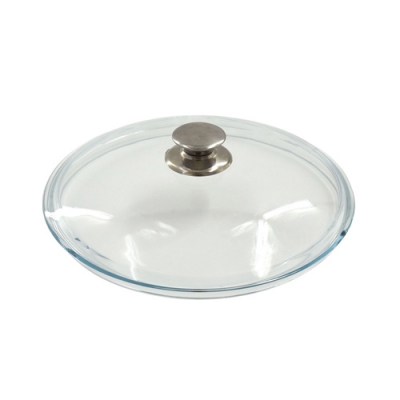 Крышка стеклянная литая 280мм,без обода, с ручкой из нерж.стали "Kukmara"