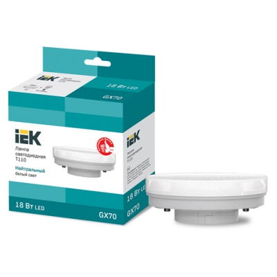 Лампа светодиодная T110 таблетка 18Вт 230В 4000К GX70 IEK Лампа светодиодная T110 таблетка 18Вт 230В 4000К GX70 IEK
