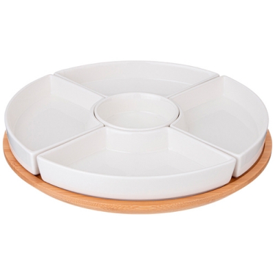 Менажница lefard "Native" 5 секций на дерев.подставке 28*5,6 см 263-1350