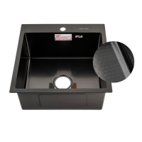 Мойка врезная 50х50 см, ГРАФИТ, ДИЗАЙН толщ 3,0х1 мм, глубина 220 мм + сифон FABIA PROFI 505033G