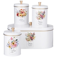 Набор agness "Floral mood" 2в1 хлебница 34*20*18 см, банка для сыпучих 12*17,5 см 3 шт 790-377