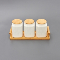 Набор банок для хранения JEWEL Фиона 4 предмета на подставке (фарфор) (ПС0038-46)