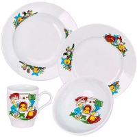 Набор посуды 4 предм.Веселый Колобок (т.200 мм мел., т.200 мм глуб., мис.350 мл, кр.210 мл Русское п