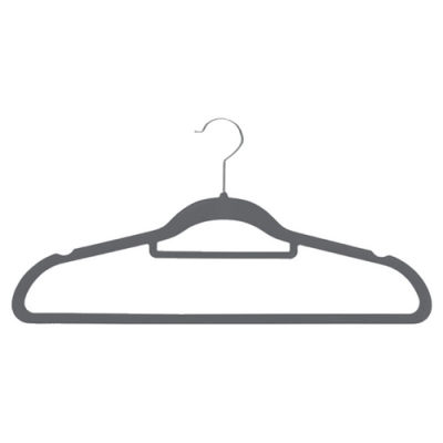 Набор вешалок пластиковых с резиновым покрытием, с секцией для аксессуаров, цвет серый, 5 шт арт.110