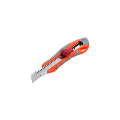 Нож пластиковый Кратон 18 мм с обрезин корпусом и мет направляющей, винт фикс