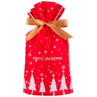 Пакет подарочный с затягивающей лентой Волшебная страна Ёлки, красный, 10шт, 22,5*34см 109724