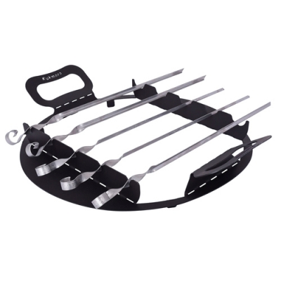 Подставка для шампуров на учаг для казана 8л (с шампурами 5шт.) "Kukmara" пшу18