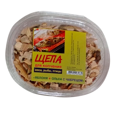 Щепа для копчения с добавлением натуральных специй в контейнере ольха с чабрецом 100гр