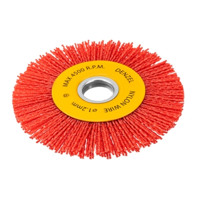 Щетка для УШМ, 125 мм, Плоская, нейлоновая щетина, посадка 22,2 мм// Denzel арт.74461