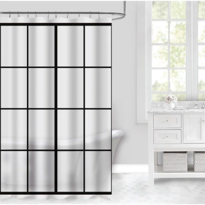 Штора в ванную Swensa WIND SWC-50-31 180х180см белый/черный Пева