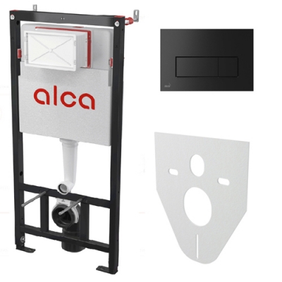 Система инсталляции для унитаза 4 в 1 кнопка черная 01 Alcaplast AM101/1120-4:1 RU M578-00