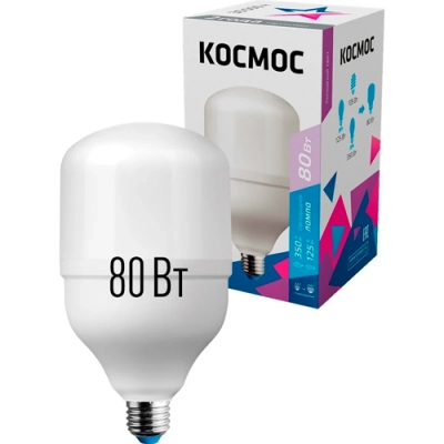 Светодиодная лампа КОСМОС HWLED 80W 220V E27 6500K переходник в комплекте на Е40 Светодиодная лампа КОСМОС HWLED 80W 220V E27 6500K переходник в комплекте на Е40