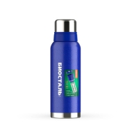 Термос "BIOSTAL-ОХОТА" у/г NBR-1200Z-B, 2 чашки, пробка с ситечком, цвет "СИНИЙ" БИОСТАЛЬ