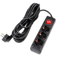 Удлинитель серии Ultra, шнур 7м., 3 гнезда, 16A, с/з. Черный. TM UnielS-GCU3-7B BLACK UL-00010020