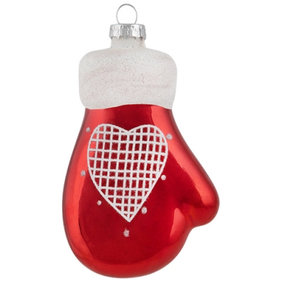 Украшение елочное стекло "Варежка" размер: 7*4*10 см арт.106238