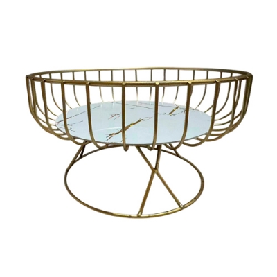 Ваза для фруктов на ножке 23х13х17.5 см золотая 8914