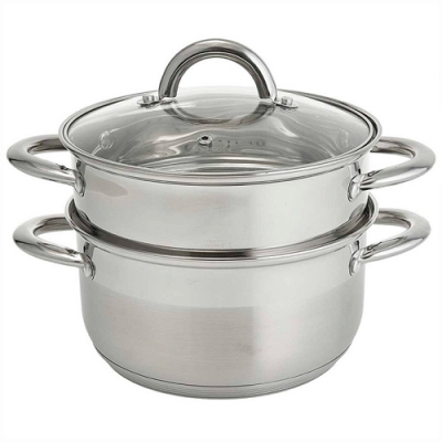 WEBBER BE-0210 Кастрюля-пароварка нерж.сталь d=20*cm, 5 литров, 2 уровня(4)