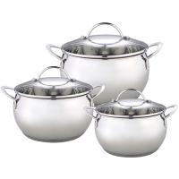 WEBBER BE-335/6 Набор посуды из нерж.стали 6 пр. 2,0л, 2,8л, 3,8л со стеклянными крышками (4) WEBBER BE-335/6 Набор посуды из нерж.стали 6 пр. 2,0л, 2,8л, 3,8л со стеклянными крышками (4)