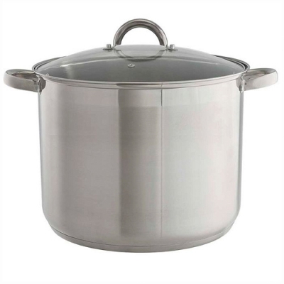 WEBBER BE-365/2 Кастрюля из нержавеющей стали 17 литров, со стеклянной крышкой, 30*24см