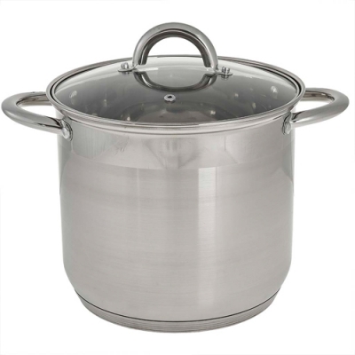 WEBBER BE-366/2 Кастрюля из нержавеющей стали 8 литров, со стеклянной крышкой, 22*20см
