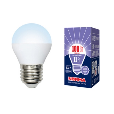 Лампа светодиодная LED-G45-11W/DW/E27/FR/NR Дневной белый свет (6500K) Серия Norma