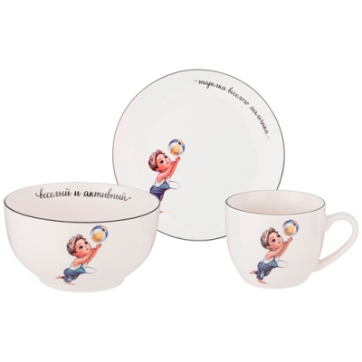 Набор посуды lefard веселый мальчик 3 пр.: салатник 470мл, тарелка 20см, кружка 220мл 260-679 Набор посуды lefard веселый мальчик 3 пр.: салатник 470мл, тарелка 20см, кружка 220мл 260-679