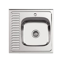 Мойка LEDEME накладная 60х60 т.0,6 правая ГЛЯНЕЦ бол.сиф. (L96060-6R) (+ сифон)