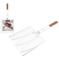 Решетка для барбекю ECOS RD-117W (рыбная, 3 секции, р-р 28х28х1,5см, общая длина 63 см, хром.) арт.9