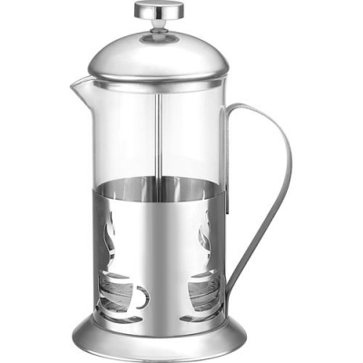 Чайник/кофейник (кофе-пресс) стеклянный в корп из нерж ст, 600 мл, ALITO, тм Mallony арт.950150